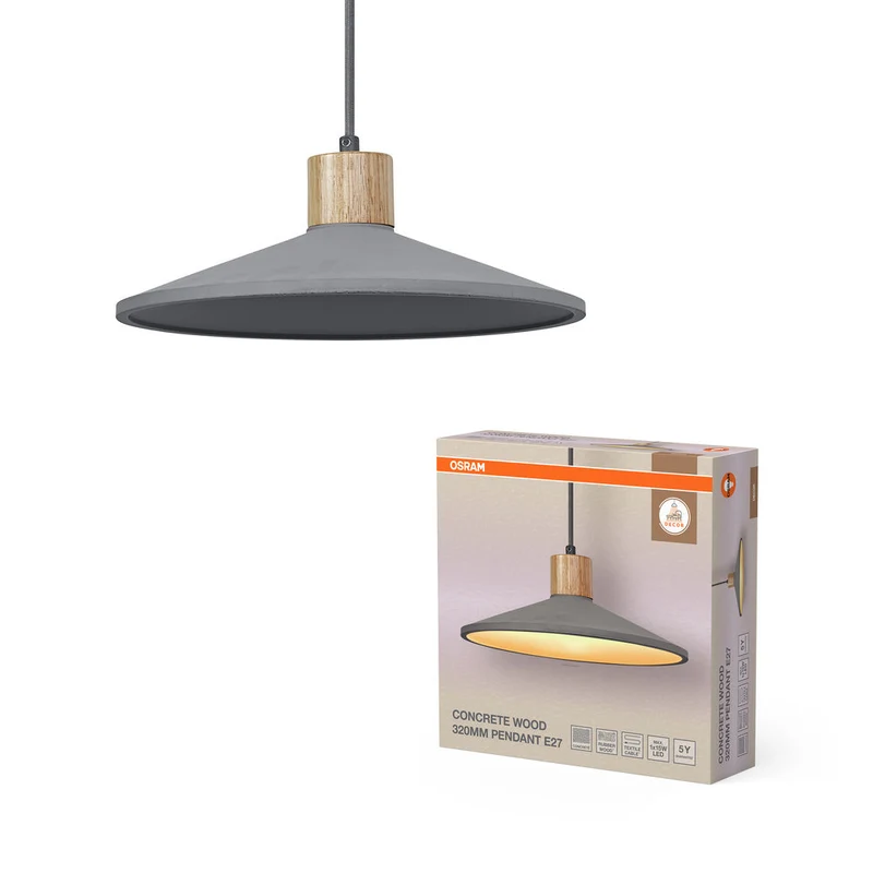 OSRAM DECOR Béton Bois Suspension, E27, 320 mm