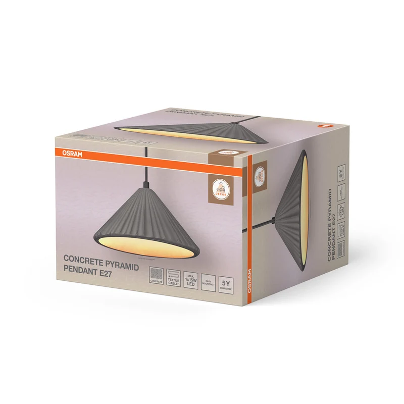 OSRAM DECOR Pyramide en béton Suspension, E27, 250 mm