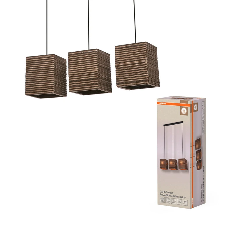 OSRAM DECOR Suspension Décor Carton Carré marron, 3xE27
