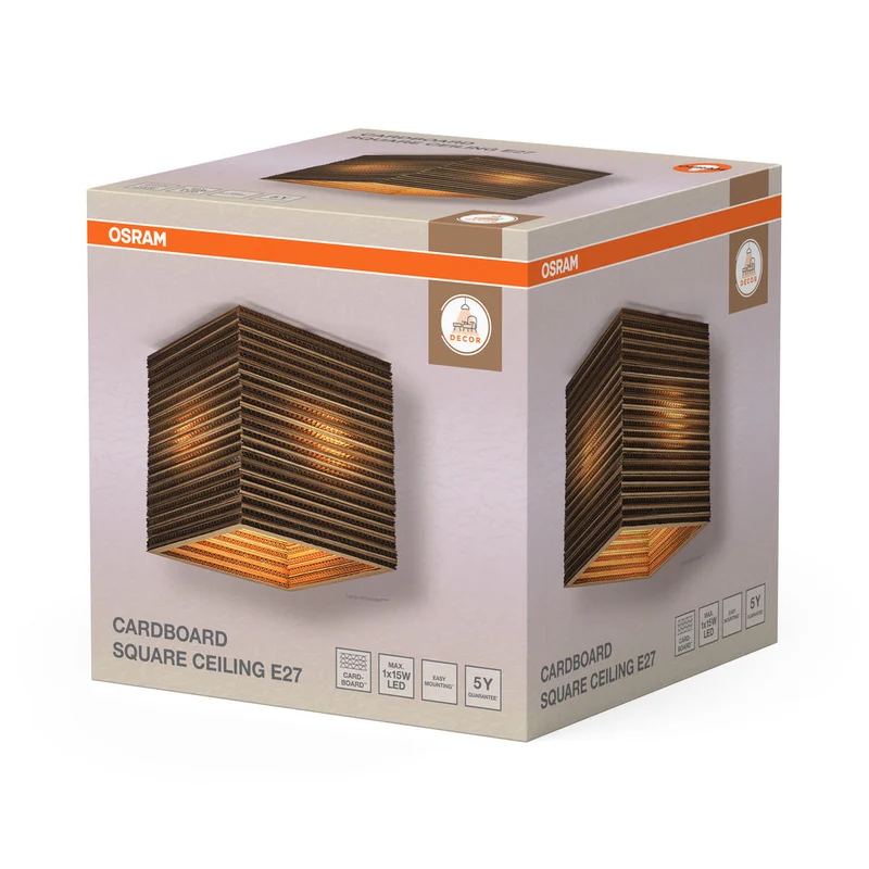 OSRAM DECOR Plafonnier Decor Carton Carré marron, E27