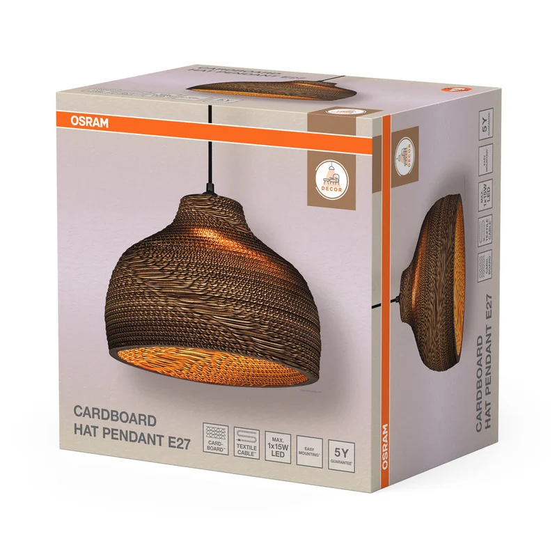 OSRAM DECOR Suspension Décor Chapeau en Carton marron, E27