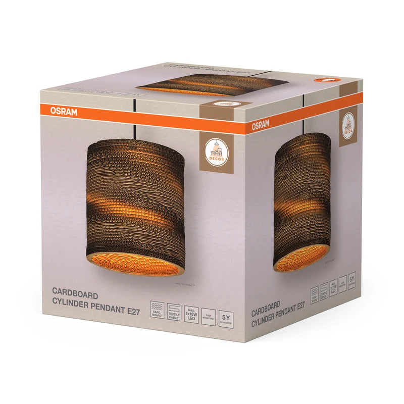 OSRAM DECOR Suspension Décor Cylindre en Carton marron, E27