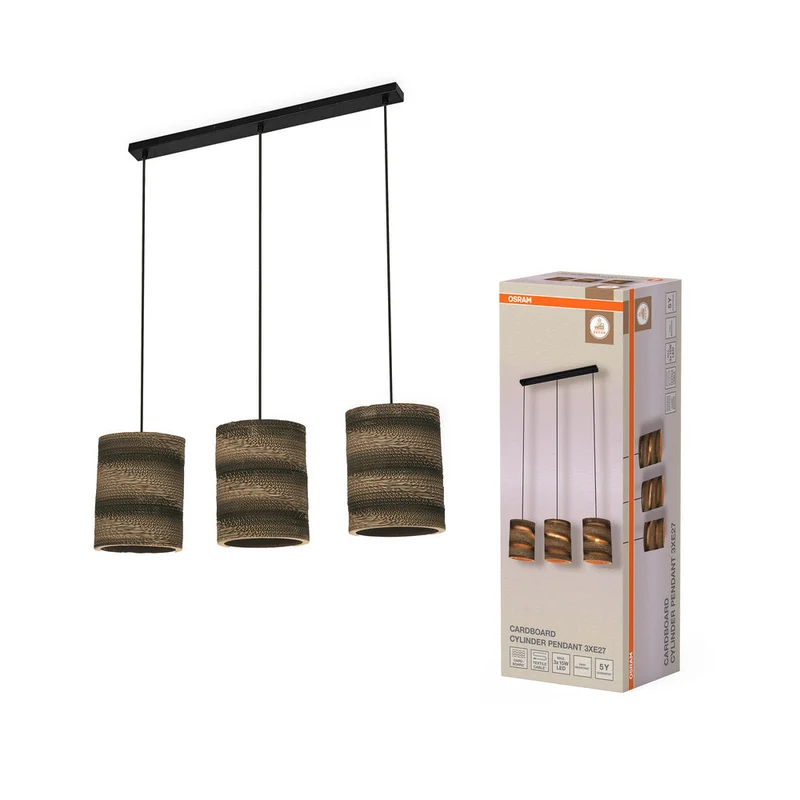 OSRAM DECOR Suspension Décor Cylindre en Carton marron, 3xE27