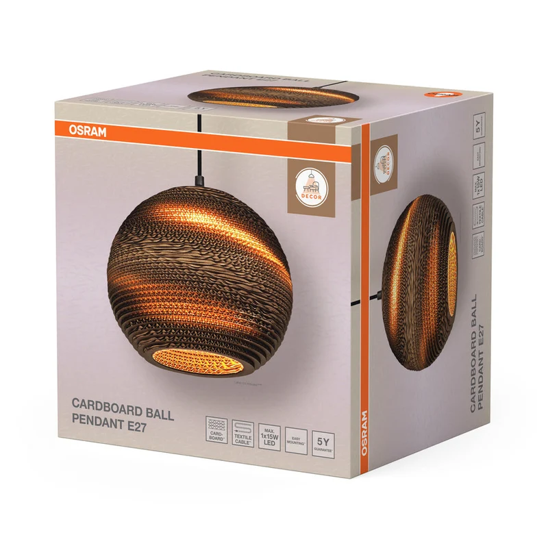 OSRAM DECOR Suspension Décor Boule en Carton marron, E27
