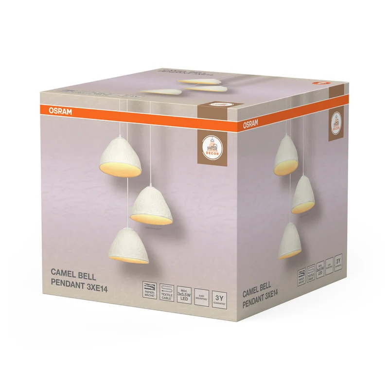 OSRAM DECOR Suspension 3 flammes Decor Camel Bell blanc, E14