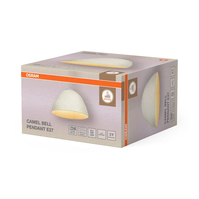 OSRAM DECOR Suspension Décor Cloche Camel blanche, E27, 375 mm