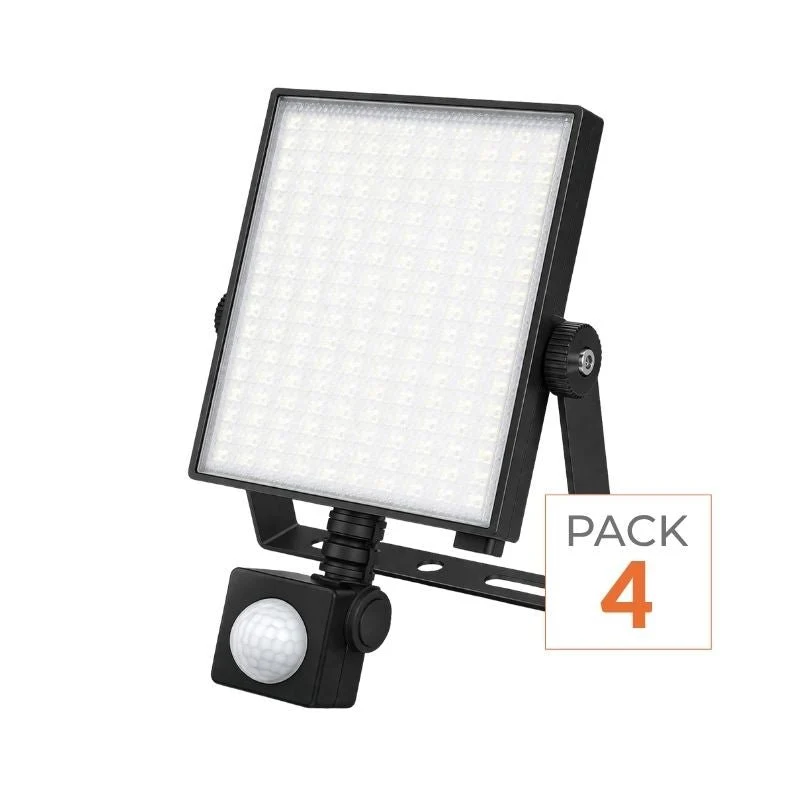 Projecteur LED Connecté WiFi RGBW 20W IP44 avec Détecteur de Mouvement (Lot de 4)