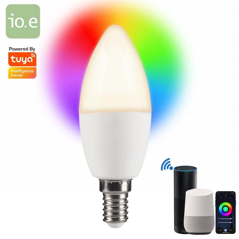 Pack de 5 - Ampoule LED Connectée WiFi E14 5.5W RGBW C37