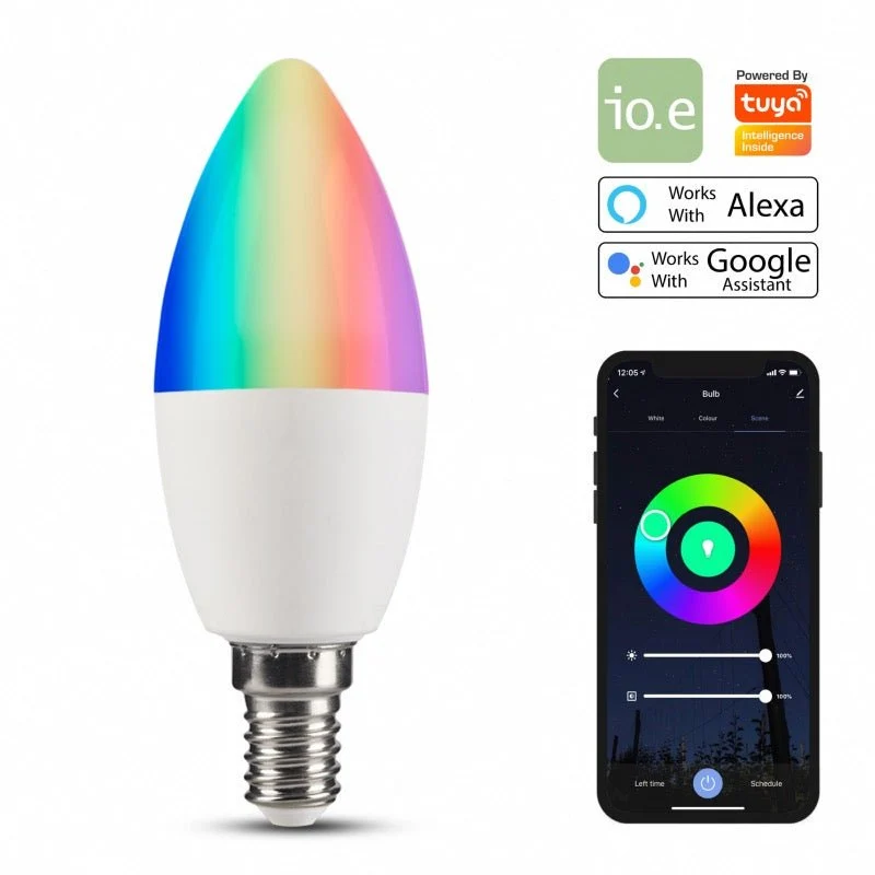 Pack de 5 - Ampoule LED Connectée WiFi E14 5.5W RGBW C37