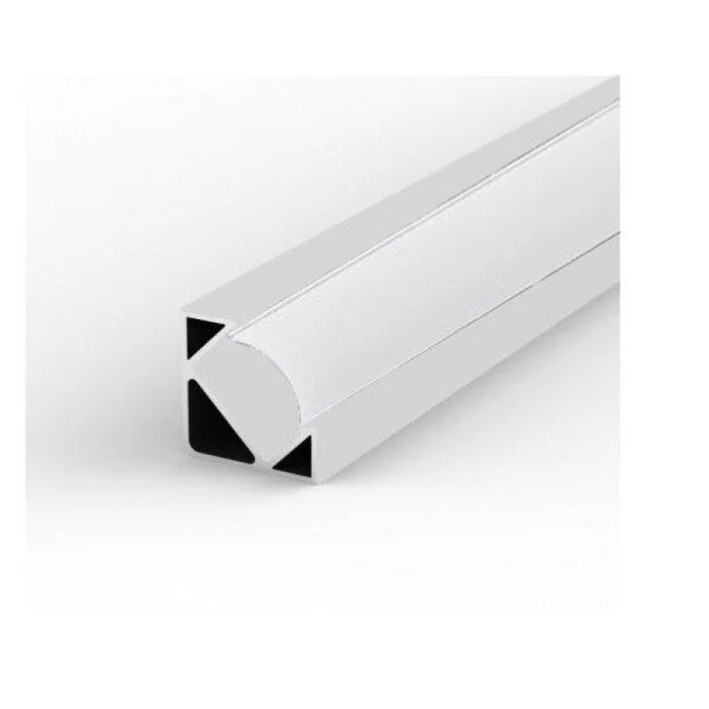 Profilé Aluminium Angle 2m pour Ruban LED Couvercle Blanc Opaque