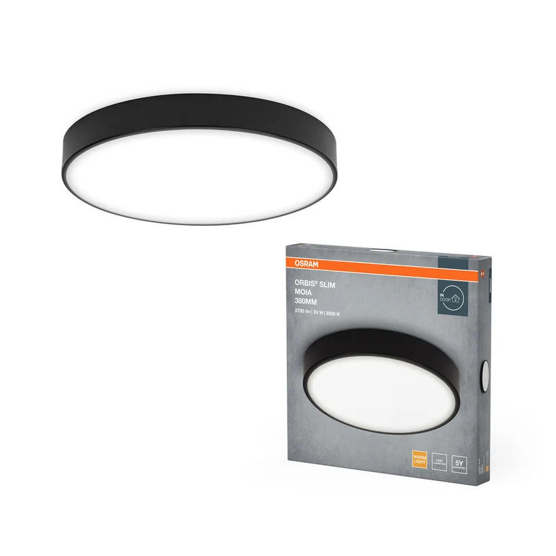 OSRAM ORBIS Slim Moia plafonnier, noir, 24W, 2600lm