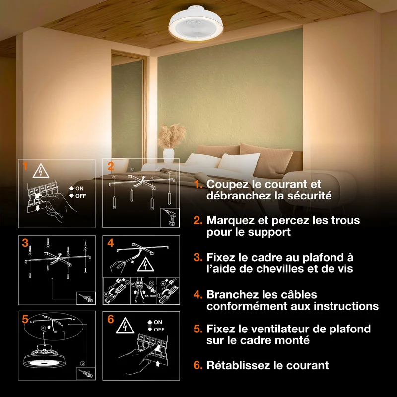 OSRAM Ventilateur de plafond Encapsulate Deckenventilator, 49W, 3000lm, 2700-6500K, Blanc