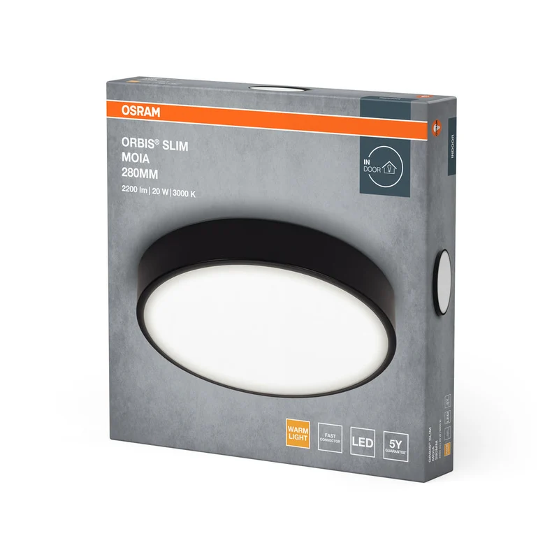 OSRAM ORBIS Slim Moia plafonnier, noir, 20W, 2200lm