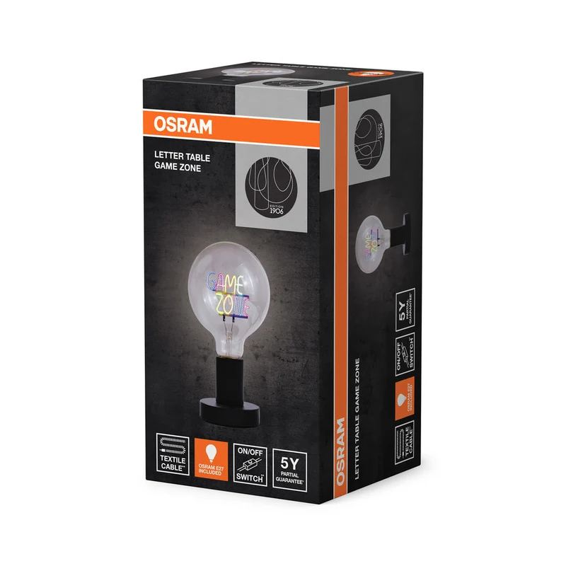 OSRAM 1906 LAMPE DE TABLE LETTER Tischleuchte Game Zone 1.2W E27