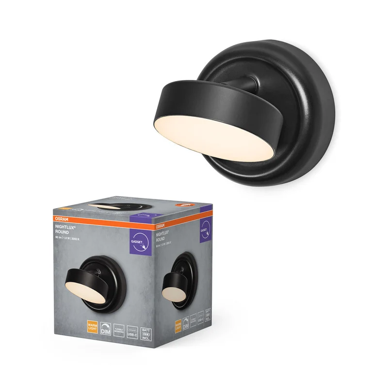 OSRAM NIGHTLUX ROUND Lampe Dimmbare Rechargeable USB Noire