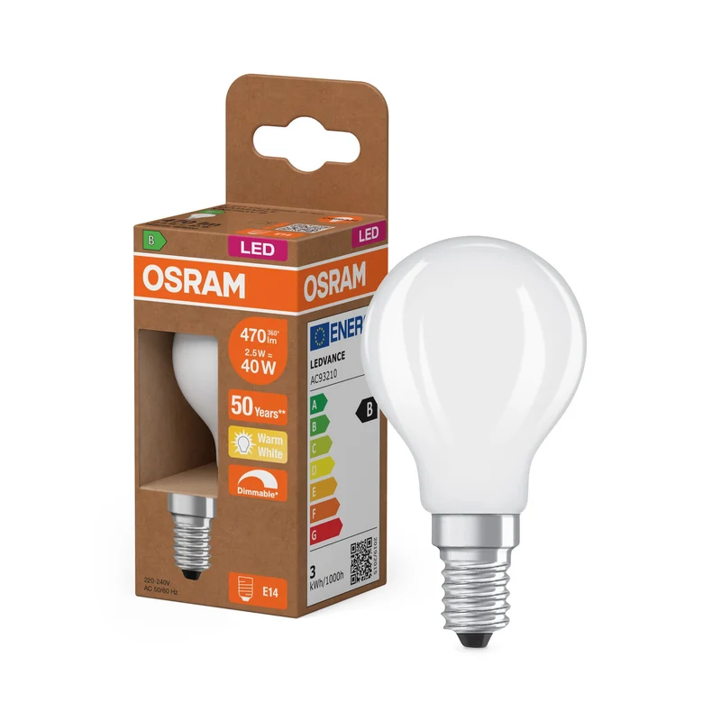 OSRAM SUPERSTAR+ CLASSIC P GLFR 40 LED-Lampe, 2,9W, 470lm, blanc chaud, E14