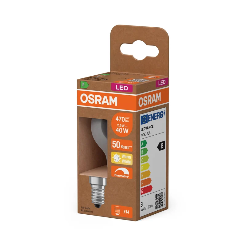 OSRAM SUPERSTAR+ CLASSIC P FIL 40 LED-Lampe, 2,9W, 470lm, blanc chaud, E14