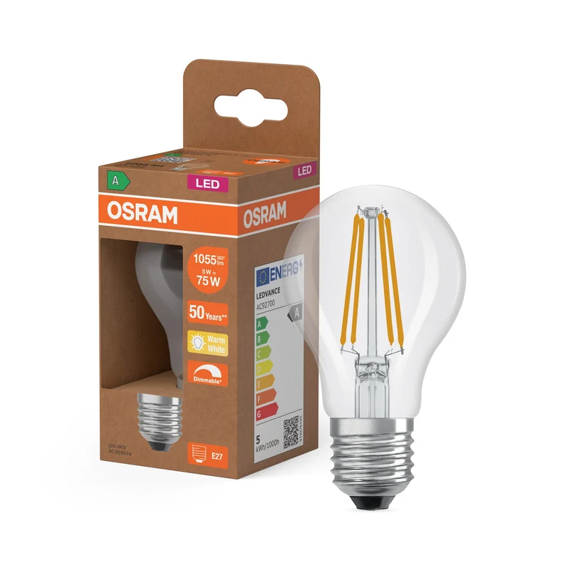 OSRAM SUPERSTAR+ CLASSIC A FIL 75 LED-Lampe, 5,7W, 1055lm, blanc chaud