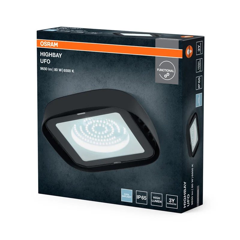 OSRAM Highbay Ufo lampe de plafond 80W 865 IP65 noir