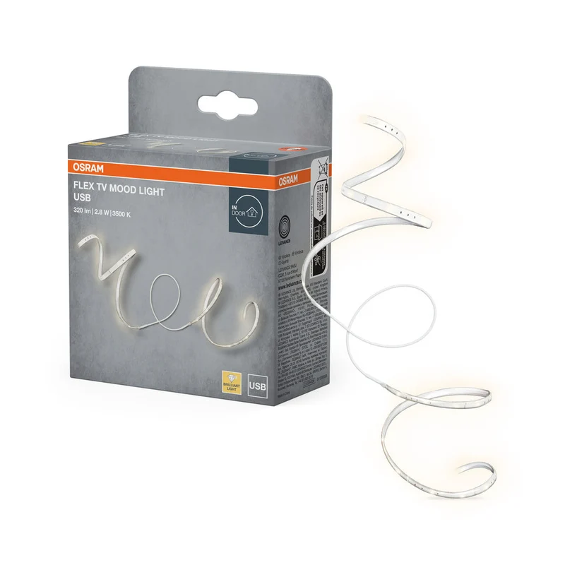 OSRAM FLEX TV LUMIÈRE D'AMBIANCE USB BANDE LED, 200 lm, 3500 K, Blanc chaud