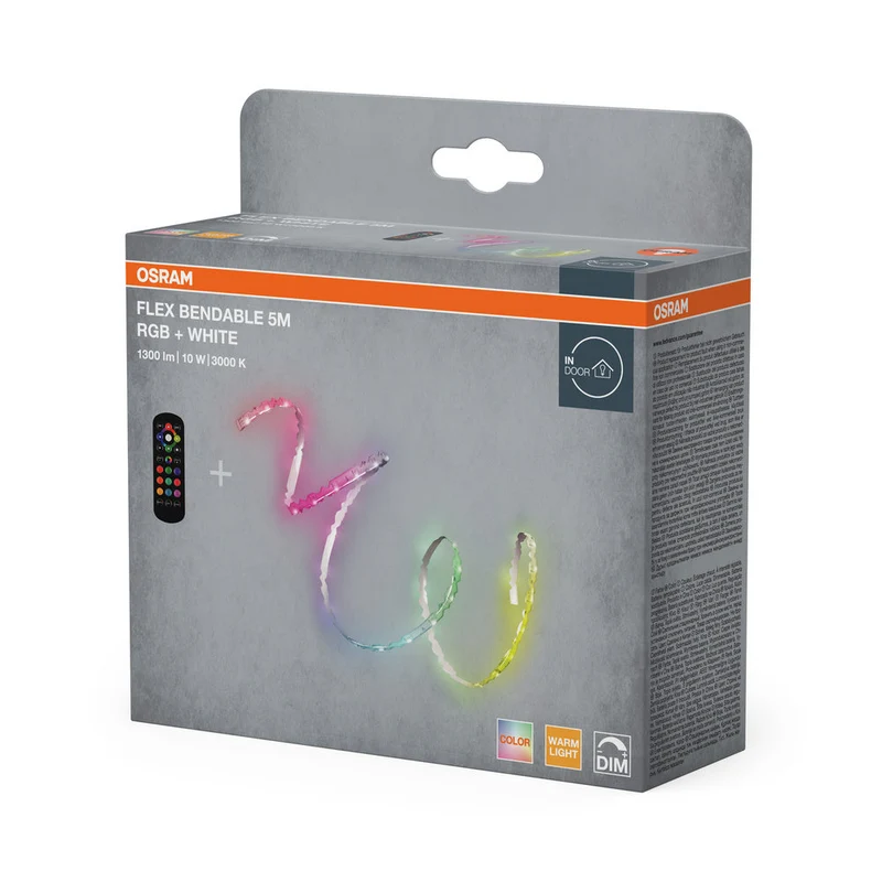 OSRAM FLEXIBLE RGB + bande lumineuse LED, 5m, avec télécommande, 1100lm, 10W, 3000K