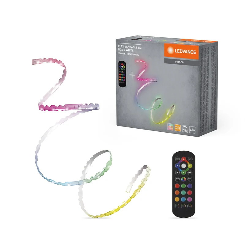 LEDVANCE FLEX FLEXIBLE RGB + bande lumineuse LED, 5m, avec télécommande, 1100lm, 10W, 3000K