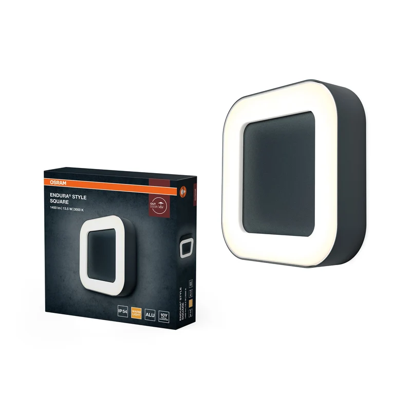 OSRAM LED Applique murale et plafonnier, luminaire pour applications extérieures, blanc chaud, 202,0 mm x 202,0 mm x 45,0 mm, ENDURA STYLE SQUARE