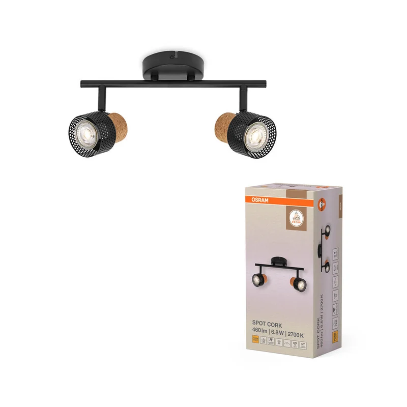 OSRAM DECOR SPOT CORK Plafonnier, 2 x 3,4W, 460lm, noir