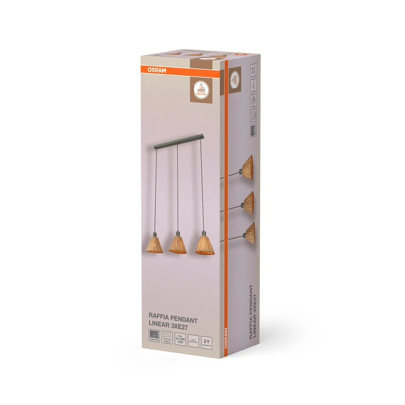 OSRAM DECOR Suspension Décor Raphia Linéaire vert, 3xE27