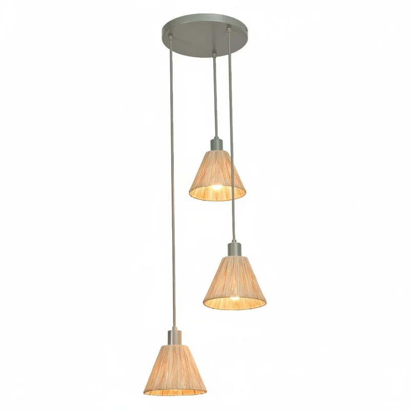 OSRAM DECOR Suspension Décor Raffia Plate vert, 3xE27