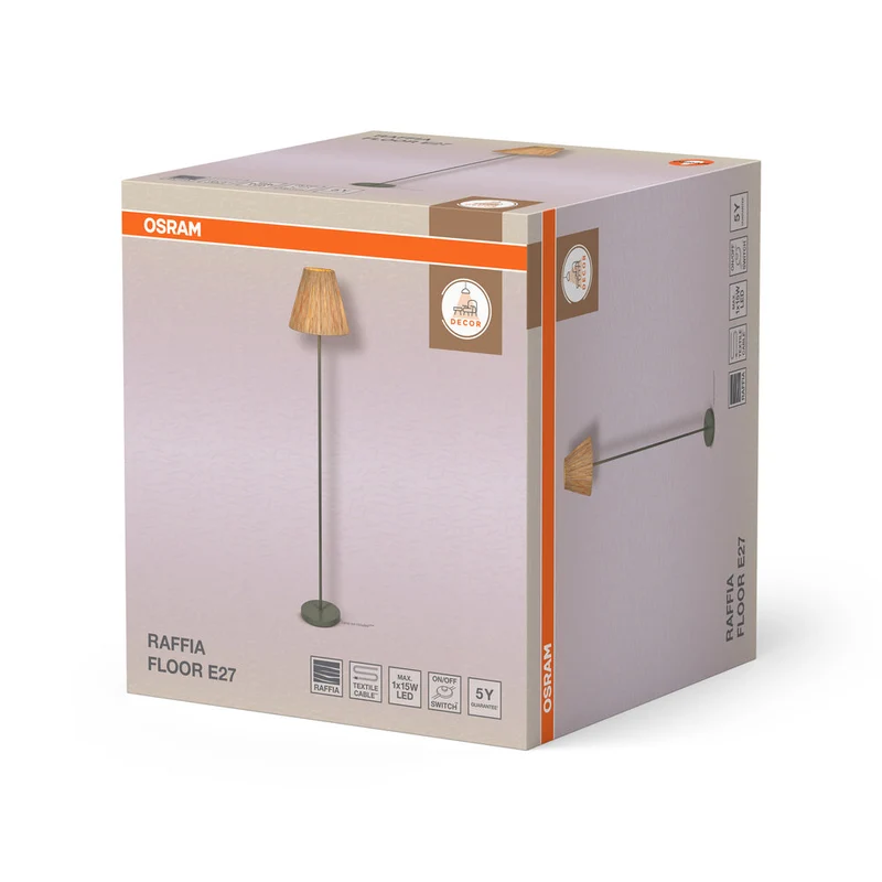 OSRAM DECOR lampe sur pied Decor raphia vert-brun, E27, 300 mm