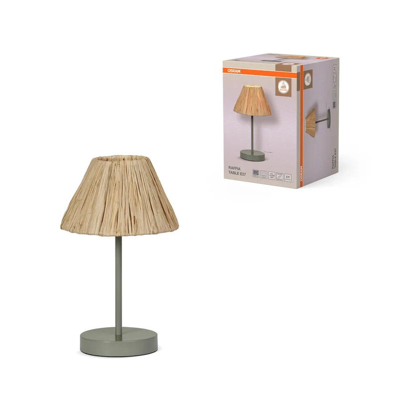 OSRAM DECOR Lampe de table Decor Raphia vert-brun, E27, 200 mm