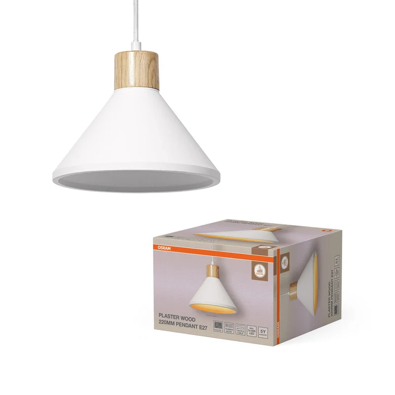 OSRAM DECOR Plâtre Bois Gips Suspension, E27, 220 mm