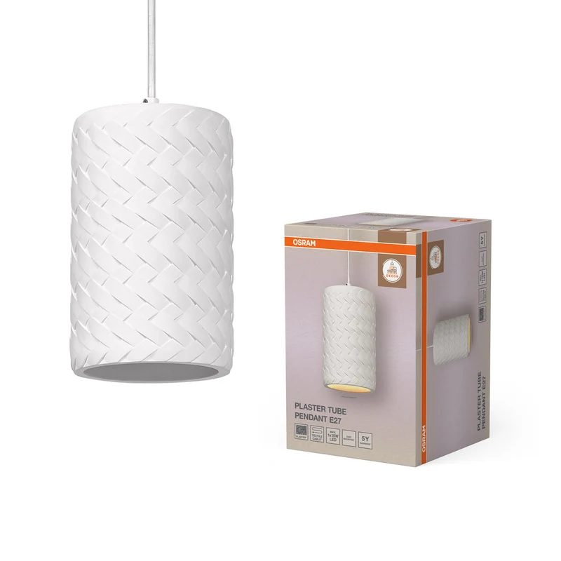 OSRAM DECOR Tube en plâtre Gips suspension, E27, 140 mm