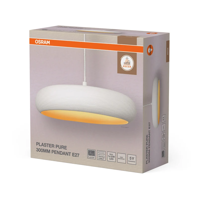 OSRAM DECOR Plâtre Lampe en plâtre Suspension, E27, 298 mm