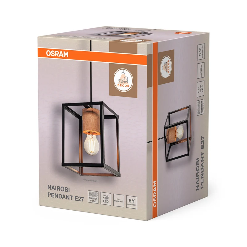 OSRAM DECOR Nairobi suspension, noir, douille E27