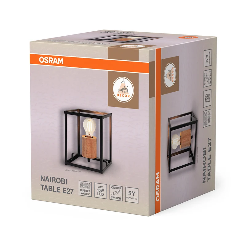 OSRAM DECOR Nairobi lampe de table, noir, douille E27