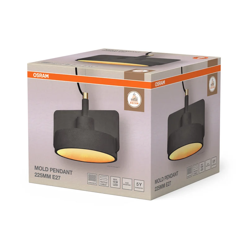 OSRAM DECOR Suspension en forme de moule 225MM 1xE27 Gris foncé