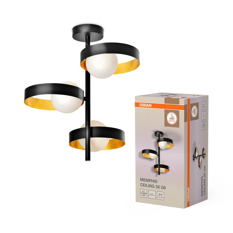 OSRAM DECOR Memphis plafonnier, noir/or, G9
