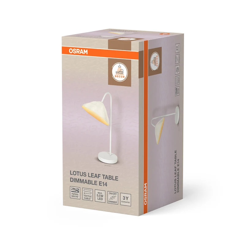 OSRAM DECOR Lampe de table Decor Lotus Leaf blanc, E14, dimmable