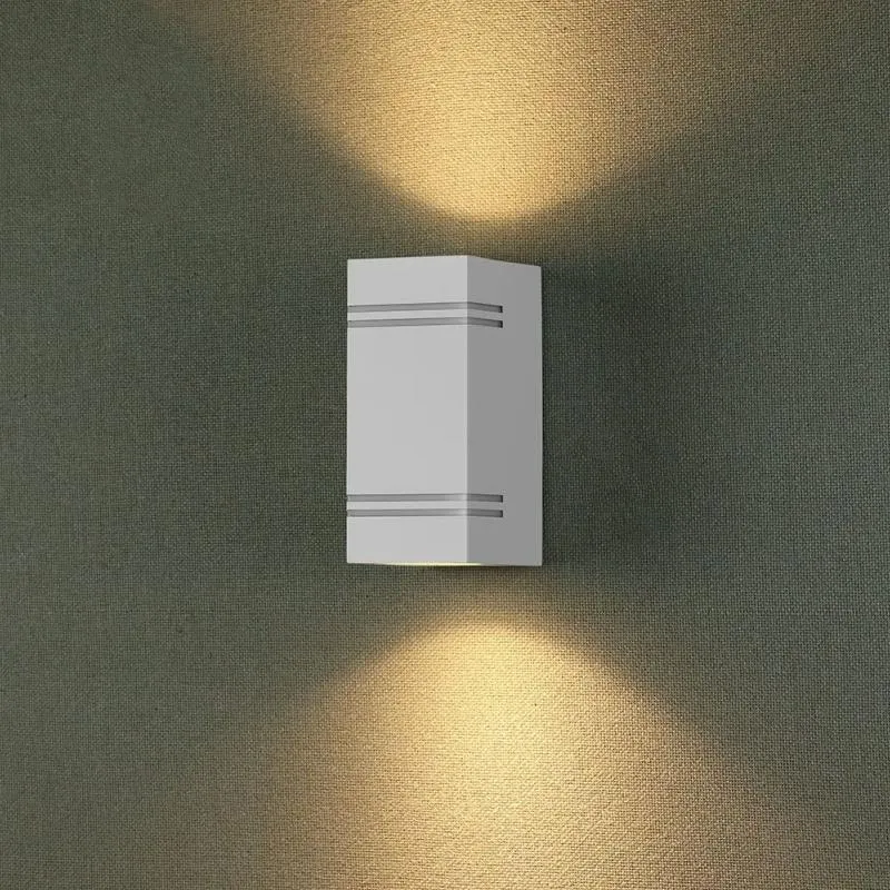 Applique Murale LED Blanche Carrée IP44 Double Faisceau GU10