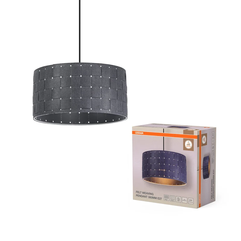 OSRAM DECOR Suspension Décor Tissage en feutre gris, E27, 380 mm