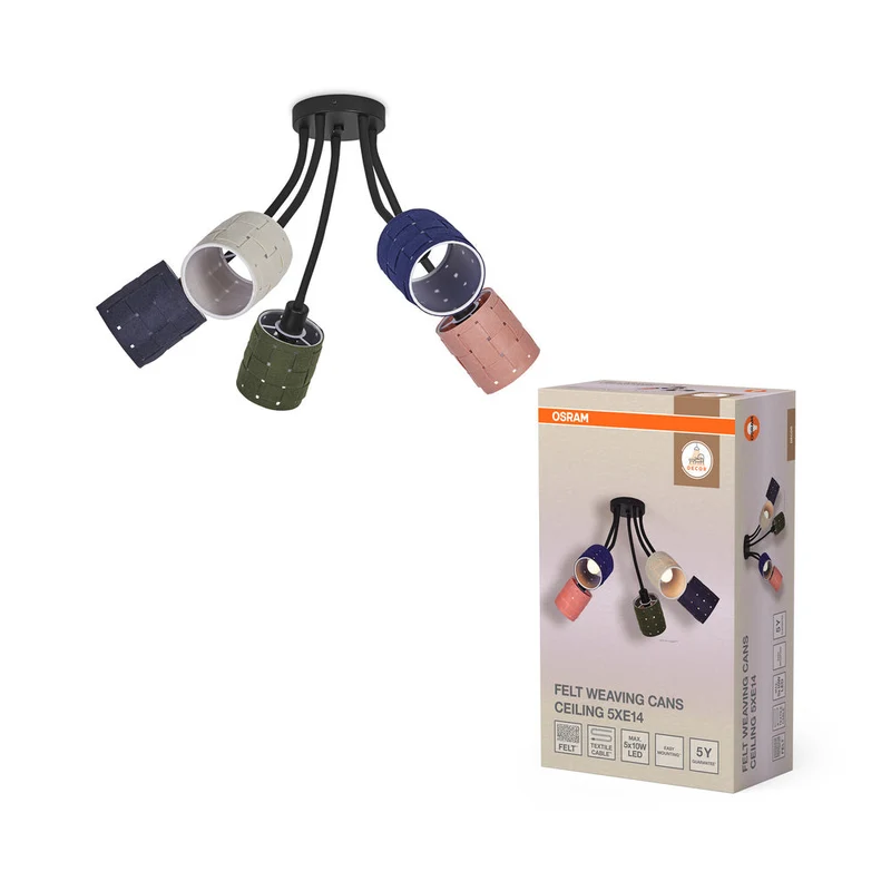 OSRAM DECOR Plafonnier Decor Tissage en Feutre Cans, 5xE14