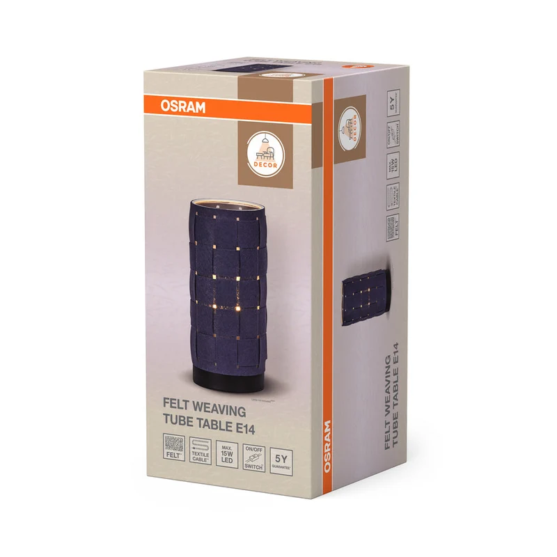 OSRAM DECOR Lampe de table Decor Tube tissé en feutre gris, E14