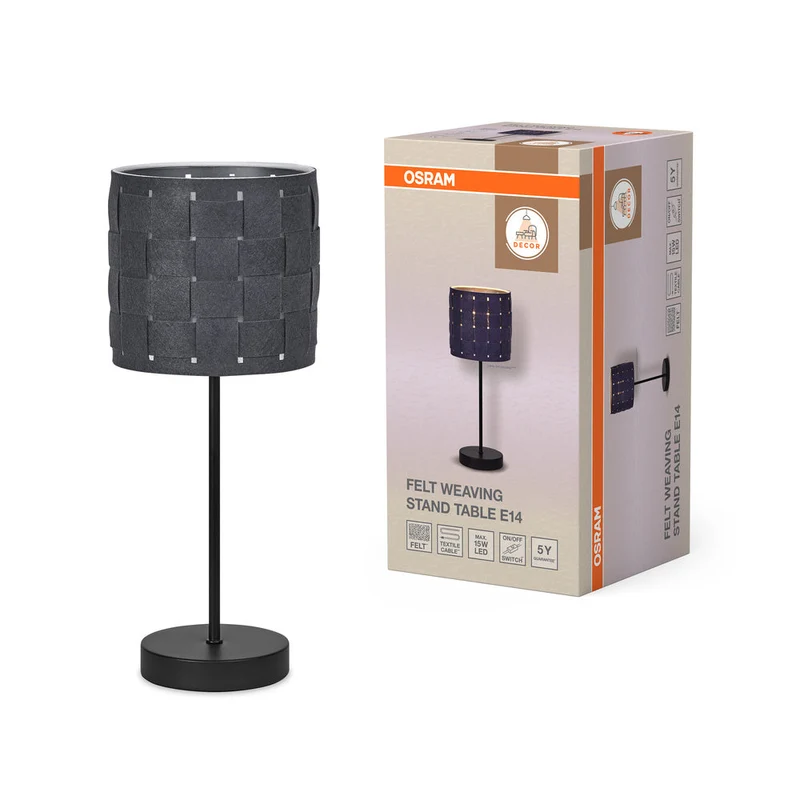 OSRAM DECOR Lampe de table Decor Tissage en feutre Support gris, E14