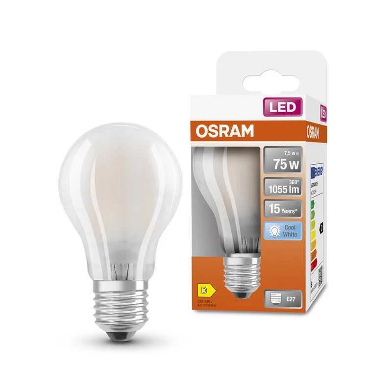 Lampe LED OSRAM LED Retrofit CLASSIC A 7,5W 840 Frosted E27, 1055 lm, 4000 K, blanc froid