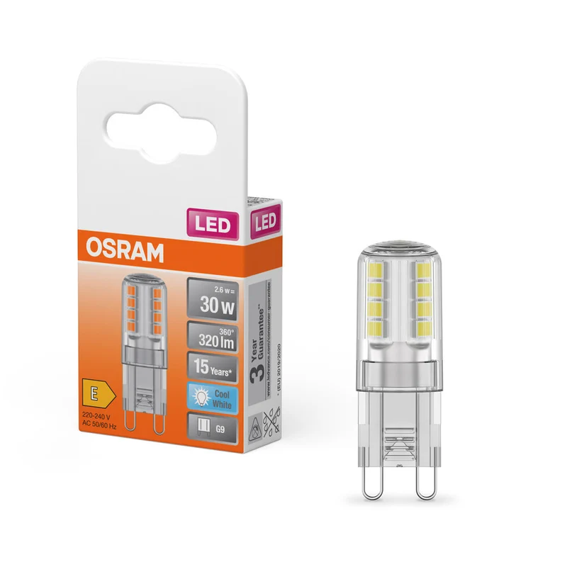 Lampe LED OSRAM PIN G9 2,6 W 840 Clear G9, 320 lm, 4 000 K, blanc froid