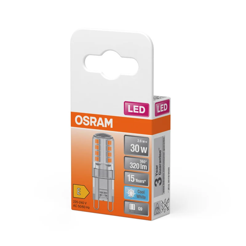 Lampe LED OSRAM PIN G9 2,6 W 840 Clear G9, 320 lm, 4 000 K, blanc froid