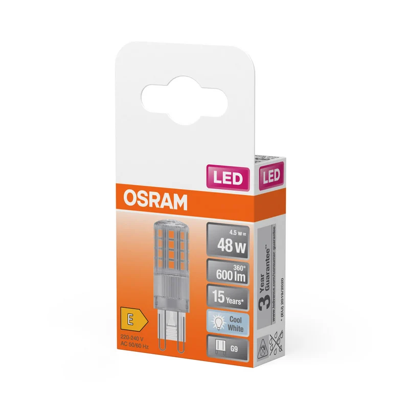 Lampe LED OSRAM PIN G9 4,5 W 840 Clear G9, 600 lm, 4 000 K, blanc froid