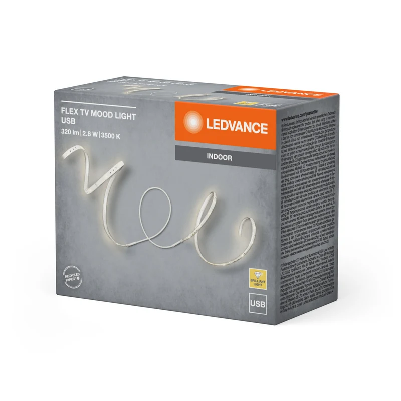 Bande LED USB LEDVANCE FLEX TV MOOD LIGHT, 200 lm, 3500 K, blanc chaud